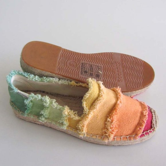 new SOLUDOS multicolored canvas platform espadrilles sz 5 - Picture 2 of 8
